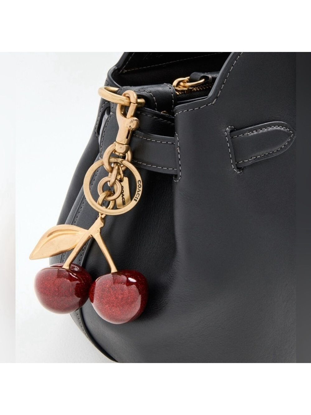 NEW Coach Authentic Red Cherry Bag Charm Keyring NWT